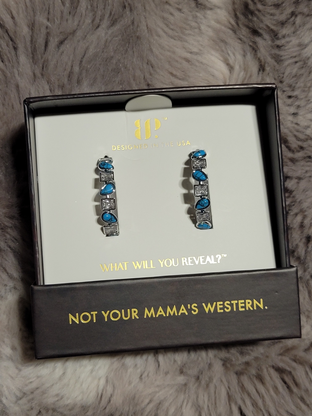 Blue Turquoise Bar Earrings
